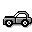 Pixel art animation of a gray sedan with open hood, showing sequential states from intact car to complete disintegration into scattered pixels.