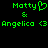 Green pixelated text on black background displays 'Motty' with heart symbol, 'Motty', 'Angelica', and '<3' repeated twice.