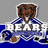 Pixelated brown bear in blue and white uniform with 'BEARS' text, blue background with white text 'THE BEARS ARE ALL THE WAY!!!'