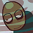 A 4-frame animated contact sheet showing a pixelated character with glasses and a greenish face, accompanied by text about red water, transitioning to a plant-like object with blood-red liquid on its stem.