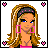 Pixel art contact sheet showing a 3x3 grid of animated frames featuring a cartoon woman with blonde hair and pink accessories, including text panels reading "I'll take ya to the candy shop" in pink pixelated font.