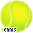 A contact sheet of 10 animated frames showing tennis balls with the word "TENNIS" below each, arranged in a 4x3 grid with one empty space.