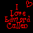 Red pixelated text on black background reads "I Love Band Called" with a heart symbol above the 'I' in the left view, absent in the right.