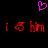 A static pixel art composition with a pink heart symbol above red stylized text on black background.