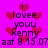 Pixelated text and red hearts on a bright pink background with repeated phrases.