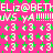 A static pixel art image with repeating text and symbols on a bright pink background, featuring green stars and white '3' characters.