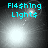 Four- of pixelated light effects with cyan text 'Fl4$h1ng Lights$' above each , showing sequential brightness and position changes