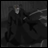 Black-and-white pixelated image of a figure in dark clothing holding a long object, with text reading "AnimeIM" and "com" on the right side.
