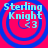 Four identical circular icons with blue concentric rings on a red background, each displaying 'Sterling Knight' text and a '<3' symbol.