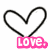 Pixelated heart outline with pink 'LOVE' text block below, all on white background.