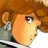 Pixelated close-up of a cartoon character's face with brown hair, orange skin tone, and gray clothing against white background.