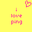 Yellow background with pink pixelated text and a heart symbol; two identical instances of 'i love ping' appear side-by-side.