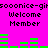 Pixelated text and green bar graphs on a bright pink background with repeated 'Welcome Member' text.