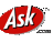 Red oval 'Ask' logo with white text and black outline, blue search button, pixelated 'true boyfriend' input field, and results message on light background.