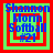 Four identical pixelated images of a green square with red borders and blue text reading "Shannon Morin Softball #21" arranged in a