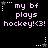 Pixelated text reads 'my bf plays hockey!<(3!' in pink on black background with white and gray star-shaped corner decorations.