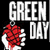 A pixelated contact sheet of two animated frames featuring the band Green Day's logo and album title with a bloodied hand holding a red heart against black background.