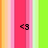 A static pixel art icon with vertical stripes in orange, pink, red, and green hues featuring a black <3 symbol on the right side.