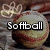 A soft-focus image of a baseball with text changing : 'Softball', then 'is', then 'life.'