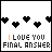 25 pixel-art icons with 'I LOVE YOU FINAL ANSWER' text, each featuring unique heart color combinations and border colors