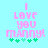 Pixelated text reads "I LOVE YOU MANNY!" in pink with green clovers below on a light blue background.