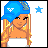 A 48x48 pixel animated contact sheet showing a cartoon character and text frames with blue star accents, arranged in a 3x3 grid with one empty cell.