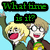 Pixelated cartoon characters with blonde and brown hair, one raising an arm against a light blue background with text overlays changing from "What time is it?" to "Tea Time!" then "USxUK".