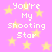 Pixelated text "You're My Shooting Star" repeats across a pink background with yellow stars.