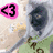 A pixelated image shows a character with dark hair and a light-colored hooded garment, with a heart-shaped symbol containing '<3' in different colors across four