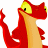 A 48x48 pixel animated buddy icon featuring a red cartoon dinosaur on the left and green text 'Original Icons .com' on a dark green background to the right, displayed as a contact sheet with two frames.