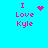 Pixelated text 'I Love Kyle' in pink on cyan background with animated heart and starburst effects.