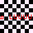 Black-and-white checkered background with red pixelated text 'LUUUU' and small red squares, featuring a of white and black squares forming a circular pattern
