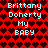 Red background with dark red heart pattern, light blue text reading "Brittany Doherty My BABY" in two identical vertical