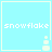 Pixelated light blue square with white text 'snowflake' and a small snowman icon in the bottom right corner.