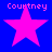 Four identical pink stars on blue background with 'Courtney' text above each star, arranged in two of two