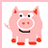 A 4-frame animated contact sheet of a pink cartoon pig with red accents, showing subtle pose and expression variations across frames.