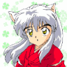 Anime-style character with silver hair and cat ears in red clothing, shown across four with varying eye expressions against a green clover background