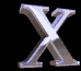 Three of metallic silver X letters on black backgrounds with varying light reflections and slight positional shifts across frames