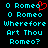 Pixelated cyan text on black background with red heart symbol over 'Romeo' in top-left, repeated across two