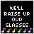 Black background with white pixelated text and colorful musical notes at the bottom, displaying a song lyric sequence.