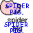 Pixelated pink pig icon with blue text overlays showing variations of 'SPIDER PIG' and 'does whatever' across frames.