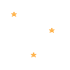 A static composition of orange stars scattered across a white background with a gray rectangular block in the bottom right corner.
