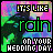 Animated contact sheet of 8 frames showing a pixelated text-based icon with changing colors and outlines on a rainbow gradient background featuring the phrase "IT'S LIKE rain ON YOUR WEDDING DAY".
