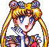 Nine pixel-art character portraits arranged in a , each with distinct hairstyles, clothing, and accessories against a solid gray background