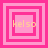 Four pink square frames with layered borders display the text 'kelso' in yellow, each frame showing a different border configuration.