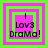 Four identical square arranged in a , each containing layered pink and green borders with centered text reading "I Lov3 Drama!"