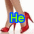 A pixelated image of a person's legs in red high heels with overlaid text reading "He Said... MAYBE!!!" in various colors.