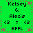 Green background with repeated text and symbols in black, pink, and white pixel art style.