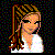 Pixelated animated contact sheet showing a cartoon woman in various poses with text panels below each frame, including partial body views and color-blocked text sections.