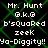 Pixelated text on a black background with green diamond-shaped lattice pattern, displaying repeated phrases and names.
